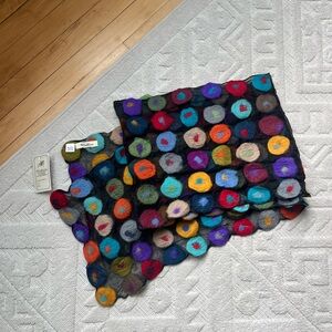 NWT Windhorse wool and silk colorful polka dot scarf